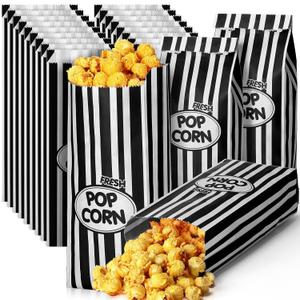 Sherr 1000 Pcs 1oz Popcorn Bags Bulk Black Retro Stripes Disposable Popcorn Bags for Circus Carnival Party Favors Movie Nights Birthday Party Event Supplies Machine Accessories