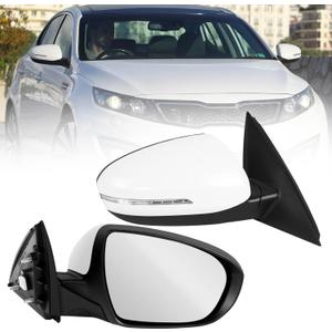 2011 2012 2013 Right Passenger Rear Door Mirror Compatible with Kia Optima EX LX SX View Mirror with Folding/in-housing/Signal Light System/HD Glass,Replace 876202T110 KI1320152(White,5pins)