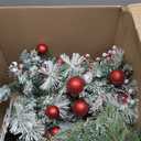 Flocked Christmas Tree 30 inch Prelit 2 Set Pathway Porch Christmas Trees Pre-Light LED Battery Operated Outdoor Xmas Decor for Entrance Driveway, Yard, Garden, Red Berries, Pine Cones