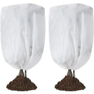Garutom 2-Pack Plant Covers Freeze Protection 42" x 45" 2.2 oz, Frost Cloth Plants Jacket Drawstring Tree Cover for Outdoor Plants, Shrub Potted Plants Winter