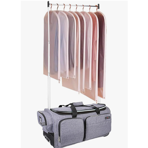 Dance Bag With Garment Rack For Travel,28inchDance Competition Garment Bags with Clothes rack,Suitcase, Collapsible Rolling duffle For Travel, Wheeled Drop-Bottom Upright Luggage Closet Suitcase,Grey