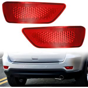 2Pcs Rear Bumper Reflector Light Lamp Compatible with Jeep Grand Cherokee 2011-2021, Dodge Journey 2011-2020, Compass 2011-2017 Replaces 57010720AC 57010721AC(Red Lens, Left and Right)