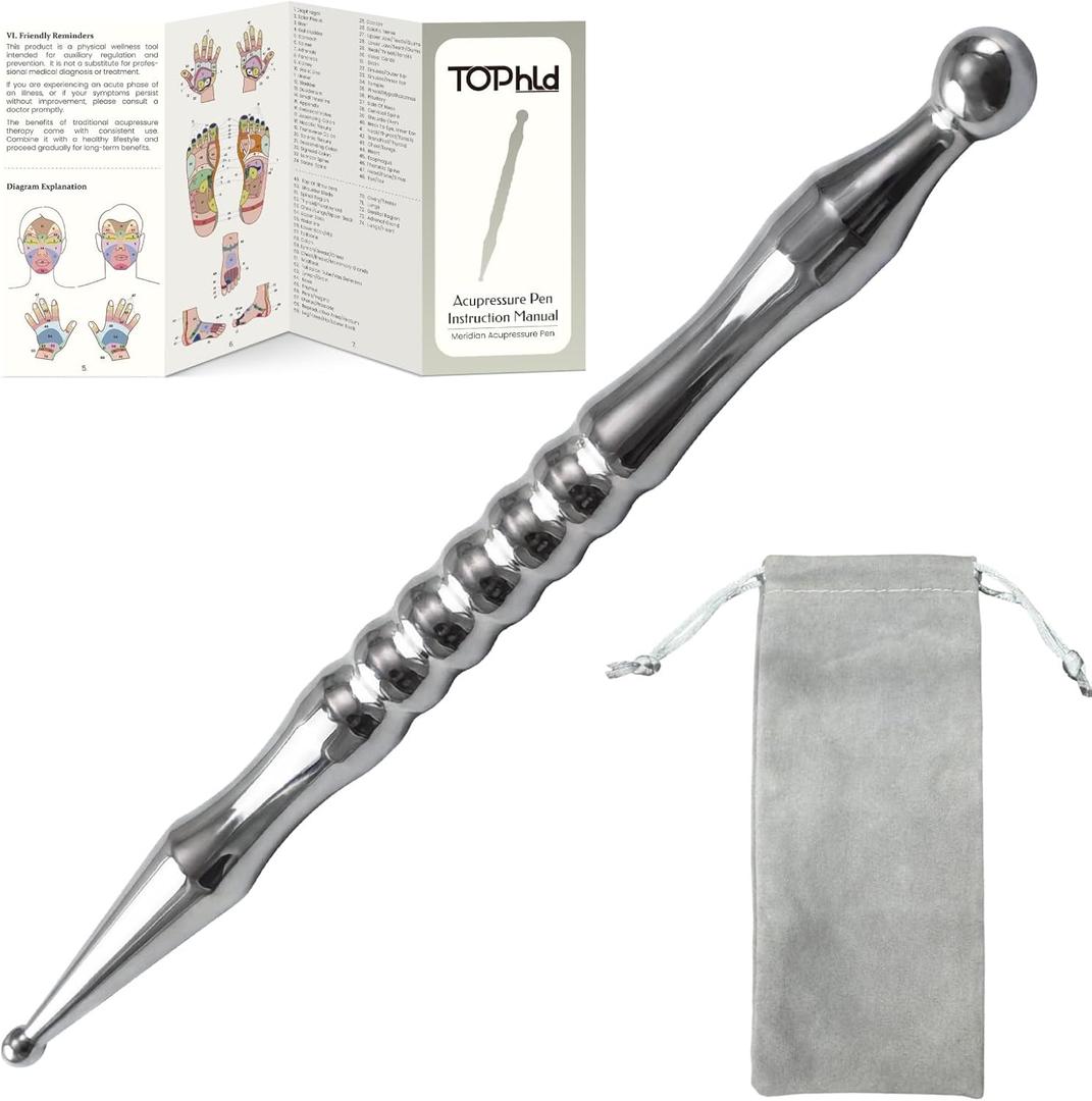 Acupuncture Pen, Premium Stainless Steel Acupressure Pen for Muscle Tension Pain Relief, Trigger Point Massage Pen Manual Reflexology Tool