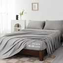 Levoo 100% Egyptian Cotton Sheets King Size Set 18"-24" Extra Deep Pocket King Sheets Set Soft Breathable Cooling 4Pcs Bed Sheets with 1 Flat Sheet, 1 Fitted Sheet, 2 Pillowcases (King, Light Gray)