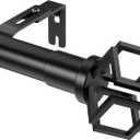Black Curtain Rods for Windows 48 to 84 Inch, 1 Inch Adjustable Heavy Duty Modern Curtain Rod with Adjustable Brackets. Easy to Install and Maneuver for Outdoor, Bedroom, Living Room