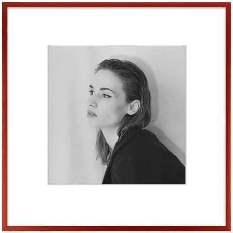 Golden State Art 12x17 Aluminum Picture Frame - Professional Gallery Wall Frame With 8x8 Mat, Scratch-Resistant Glass & Sawtooth Hanger for Photos, Artwork & Prints - Elegant Red - 1 Pack