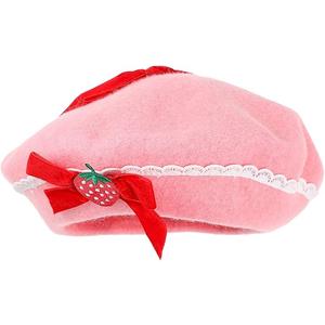BESTOYARD 1pc Berets Beret Hat for Women & Kids with Design & Wool Material Kawaii Hat Hat Outfits for Girls Female Outdoor Decorative Hat Girls Bucket Hat Cap Pink