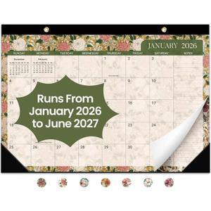Desk Calendar 2026-2027, 18-Month Calendar Runs from January 2026 to June 2027, 17" x 12" Desktop or Wall Calendar, Perfect Monthly Calendar Planner for Home, Office, or School - Garden Repose