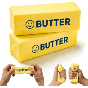2 PCS Slow Rising Butter Squishy Toys, Soft Squeeze Stress Relief for Office and Home, Sensory Fidget for Anxiety Relief and Focus, Butter Color
