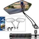 Diyife Bike Mirror 1 Pair, [New Version] HD Wide Angle Large Handlebar Rearview Mirror, Blast-Resistant 360° Adjustable Bicycle Rear View Mirror Accessories for Ebike Mountain Road Bike (2 PCS-Black)