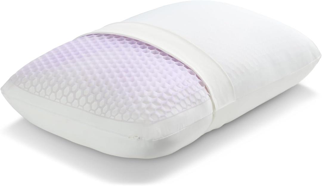Purple GridCloud Pillow  Plush Down-Alternative Pillow with GelFlex Grid for Soft Support & Pressure Relief  Always-Fluffy Silicone-Coated Fill  Breathable Moisture-Wicking Cover