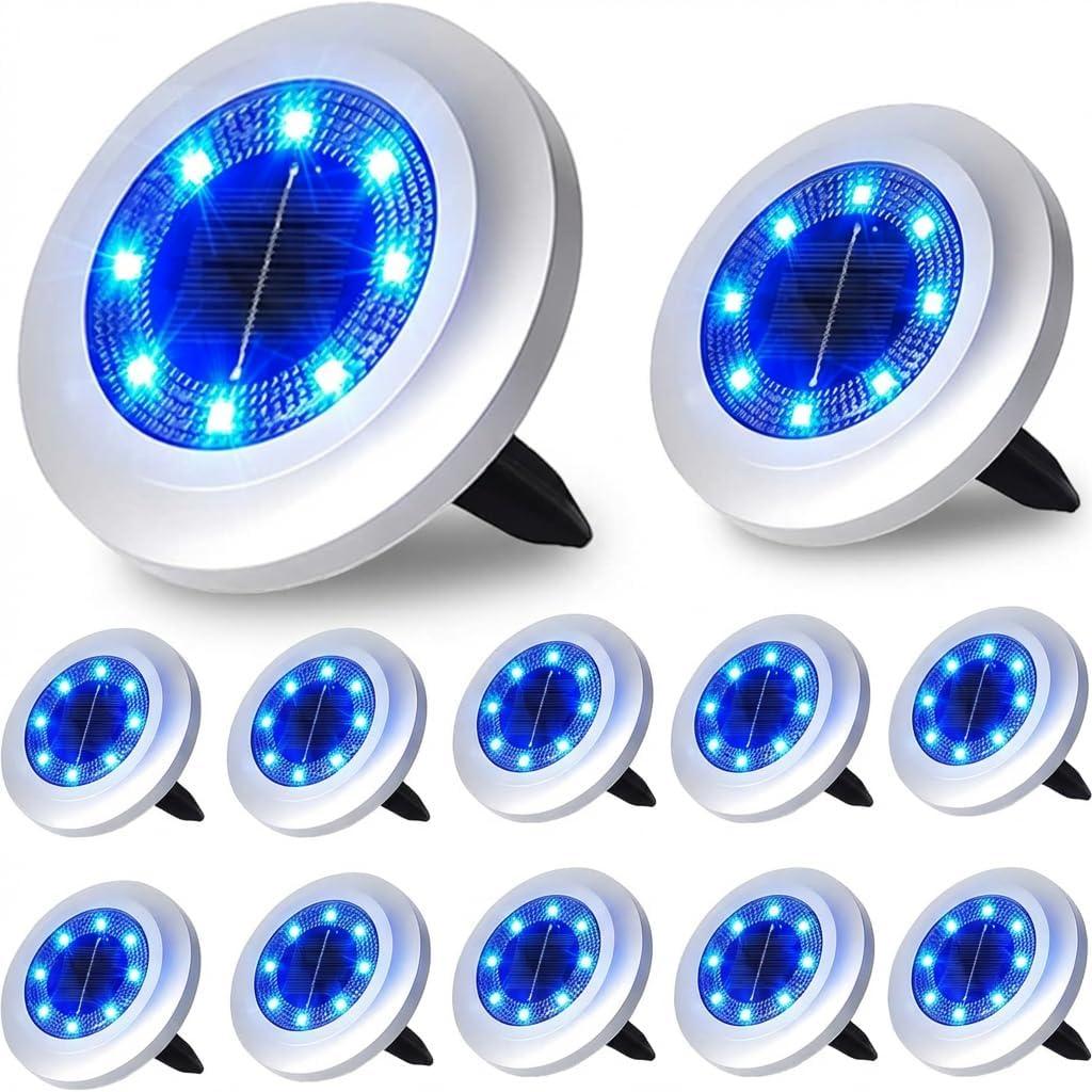 Solar Lights Outdoor,12 Pack Solar Garden Lights for Pathway,Yard,Deck,Lawn,Patio,Walkway,Driveway,StepBlue