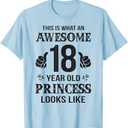 18 Year Old Girl Birthday Gifts Shirt 18th Birthday Princess T-Shirt (Small) Baby Blue