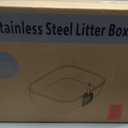 Extra Large Stainless Steel Cat Litter Box (23") – Hand-Painted Metal Litter Pan with Scoop, Odor Resistant, Non-Stick, Easy Clean (Pretty Plants)