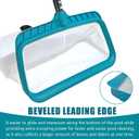 POOLWHALE Professional Pool Skimmer Net, Heavy Duty Swimming Leaf Rake Cleaning Tool with Deep Fine Nylon Mesh Net Bag - Fast Cleaning,Easy Scoop Edge,Debris Pickup Removal (No Pole)