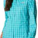 Columbia Women's Super Tamiami Long Sleeve Shirt, Deep Marine Gingham, Medium