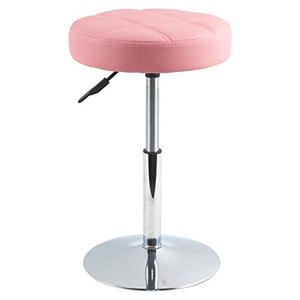 FURWOO Short Round PU Leather Shop Stool - Padded Stool for Salon,SPA,Manicure and Vanity - Small Pink