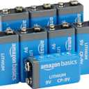 Amazon Basics 8-Pack 9 Volt Lithium High-Performance Batteries, Up to 10-Year Shelf Life, Long Lasting Power
