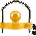 METOWARE Trailer Coupler Lock Universal Adjustable Heavy-Duty Steel Trailer Hitch Lock, Anti Theft Trailer Ball Lock Towing Lock for Towing Trailer Security Fits 1-7/8",2, 2-5/16" Coupler Yellow