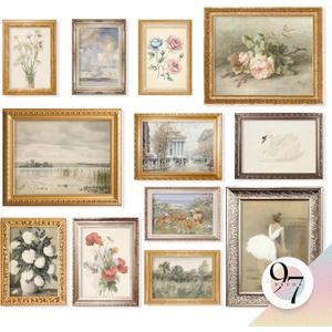 97 Decor French Decor For Home - Country French Wall Art Posters, Vintage Floral Pictures, Vintage Art Gallery Wall Prints Landscape Painting For Bedroom Decorations (Unframed)