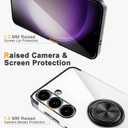 Designed for Samsung Galaxy S24 Clear Case with Stand [Magnetic Ring Holder Kickstand] Soft TPU Bumper Non-Yellowing Anti-Scratch Lightweight Slim for Samsung Galaxy S24 Case Black