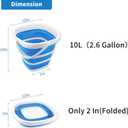 2 Pack Collapsible Buckets 10L 2.6 Gallon Cleaning Bucket Mop Bucket Folding Foldable Portable Small Plastic Water Supplies for Outdoor Garden Camping Fishing Car Wash Space Saving Square Grey Blue