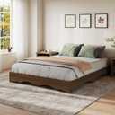 Garvee Queen Wood Platform Bed Frame, Wooden Bed Frame Without Headboard, Wave Edge Bed with Sturdy Slat Support, Noise-Free Design, No Box Spring Needed, Easy Assembly