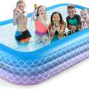 2025 Upgrade Inflatable Pool for Kids and Adults-130"*72"*22" Full-Sized Inflatable Swimming Pool Leakproof Blow Up Above Ground for Backyard Outdoor Garden Summer Water Party Pink