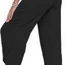 Capri Pants for Women Wide Leg Summer Beach Capris High Waist Casual Palazzo Pants Cropped Loose Pants with Pockets, Size L (Black)