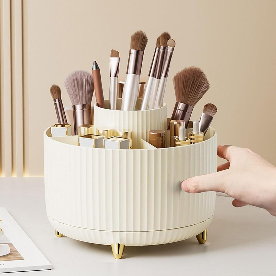 360 Degree Rotating Makeup Brush Holder Organizer Detachable Design 5 Slot Make up Brushes Cup for Cosmetics and Pencil Pen Organizer for Desk Makeup Organizer Skincare Storage for VanityCream