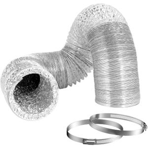 3 Inch Duct 6.56 Feet, Hon&Guan Flexible Dryer Vent Hose For Tight Space Dryer Exhaust Hose Aluminum Duct For Heating and Cooling Ventilation-with 2 Clamps
