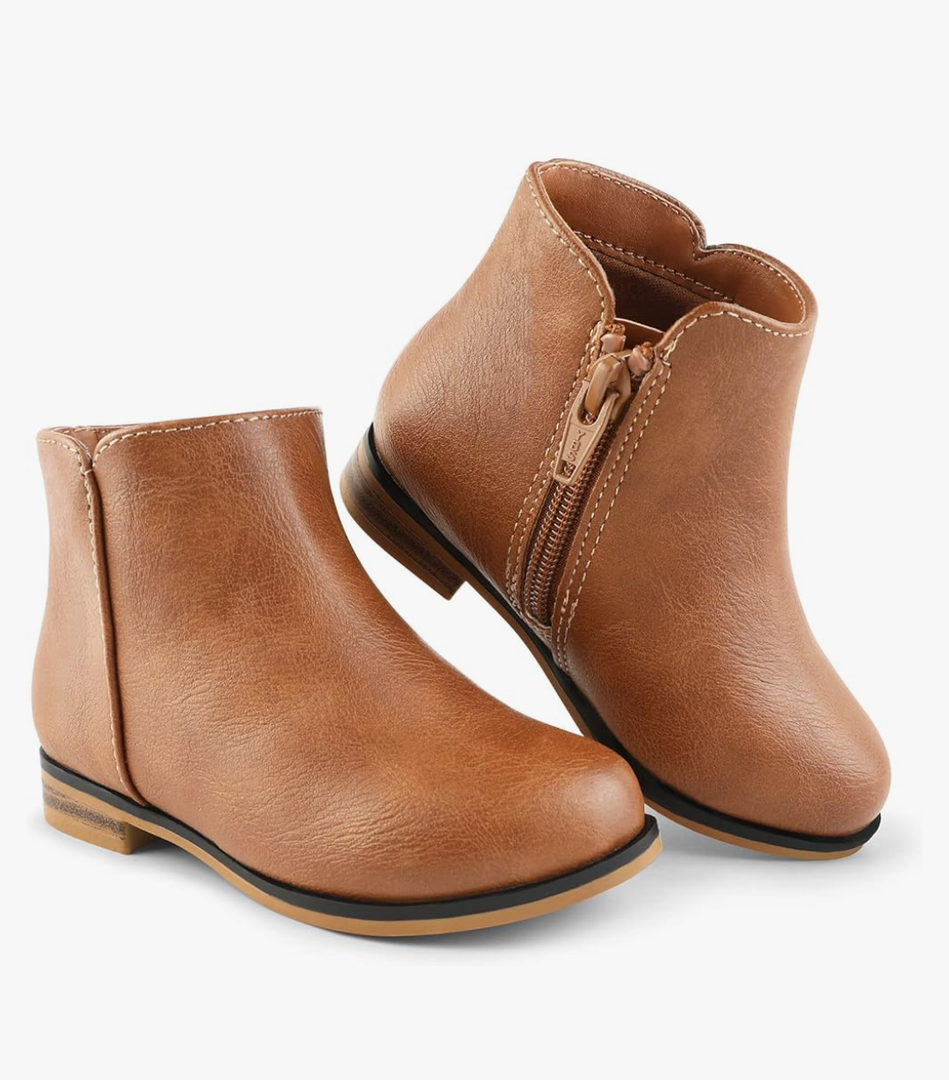 Girls Boots Kids Ankle Boots With Zipper Dress Boot Low Heels Booties for Toddler Little Kids Size 10 Toddler