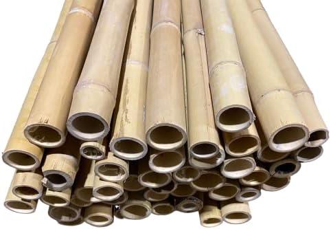 6 Feet Long Natural Thick Bamboo Poles - 1.5in - 2in Wide - Pack of 2 (Beige)