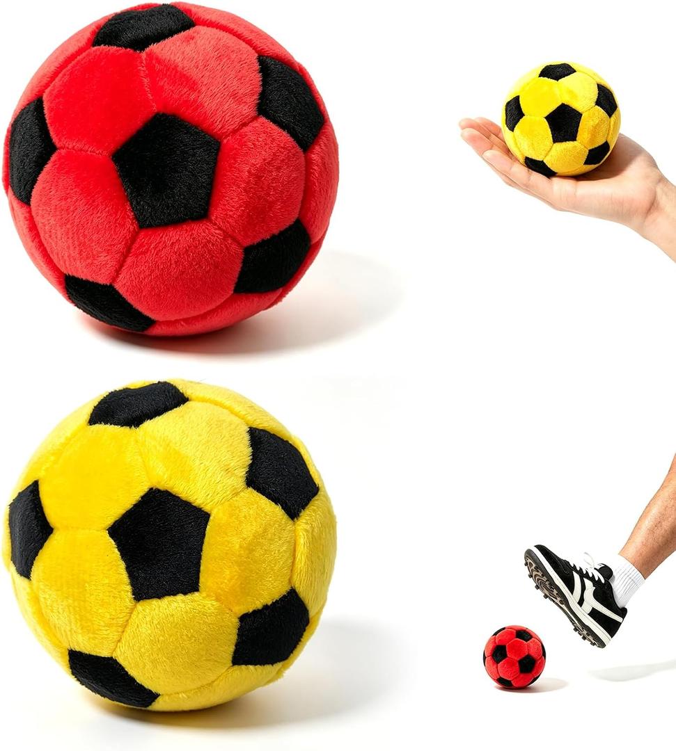 2 x 2 Pack Soccer Footbag - 2026 Novelty Hand-Made Knitted Foot Bag Fun Crochet Footbag, Vibrant Sports Design for Indoor & Outdoor Play, Party Favors, and Coordination Training Red+Yellow
