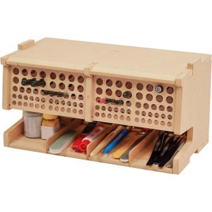 Wooden Model Kit Tool Storage Rack with 100 Holes, Brush/Paint Organizer with MDF Material, Craft Supplies Storage, Brush/Tool Holder, Suitable for Tamiya/Gundam Tools, GK6