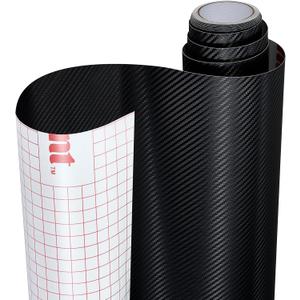 ANT 24inch x 15ft Black Carbon Fiber Car Wrap Vinyl Outdoor/Interior Realistic Carbon Design Vinyl Wrap for Cars, Boat, Bike (Black, 24inch x 15ft)