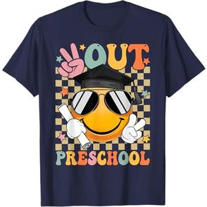 Retro Peace Out Preschool Smile Face Last Day Of School T-Shirt