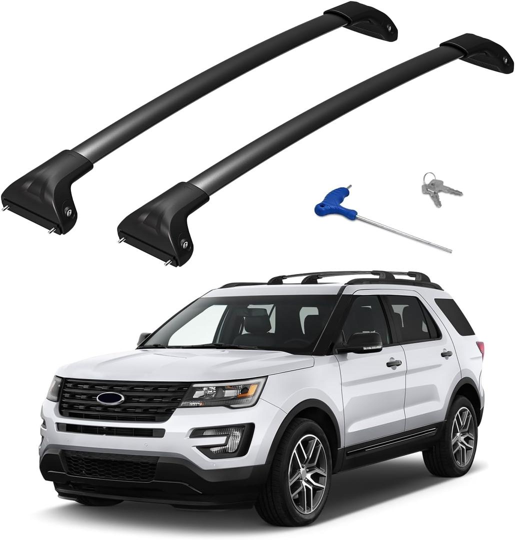 Roof Rack Cross Bars 300lbs Compatible with Ford Explorer 2016 2017 2018 2019 Limited/XLT/Sport/Platinum Heavy Duty Aluminum Lockable Roof Rails Crossbars Rooftop Cargo Carrier Luggage
