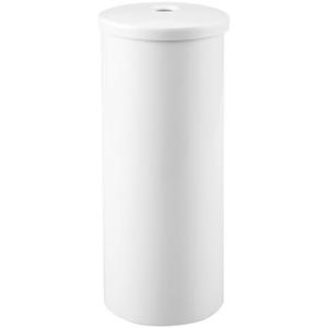 iDesign Freestanding Toilet Paper Canister with Lid for 3 Extra Rolls, White, Made in USA