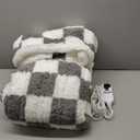 Electric Heated Blanket Full Size 72"84" with 9 Heating Levels & 1-10Hs Auto Off, Checkered Plaid Double Sided Sherpa, Energy Efficient, Machine Washable, for Couch & Bed, Light Gray,15-plaid Gray & White