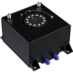 5 Gallon Fuel Cell 20L Universal Gas Tank with Level Sender,Aluminum Polished Racing Street Drift Strip Fuel Tank with Quick Release Fuel Cap,Black