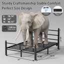 Full Size Bed Frame with Headboard and Footboard,Black Metal Platform Bed Frames with LED Lights and USB Charging Station,Heavy Duty Metal Slats,No Box Spring Needed,Sturdy&Noise Free