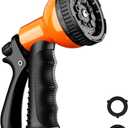 Garden Hose Nozzle Sprayer 10 Watering Patterns Spray Nozzles Heavy Duty Hose Head Lightweight Hose Attachment Orange
