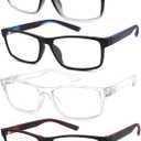 4 Pack Reading Glasses Men 3.0 Readers Blue Light Blocking Anti Glare/UV Fashion Designer Eyeglasses with Spring Hinge Sturdy/Comfortable