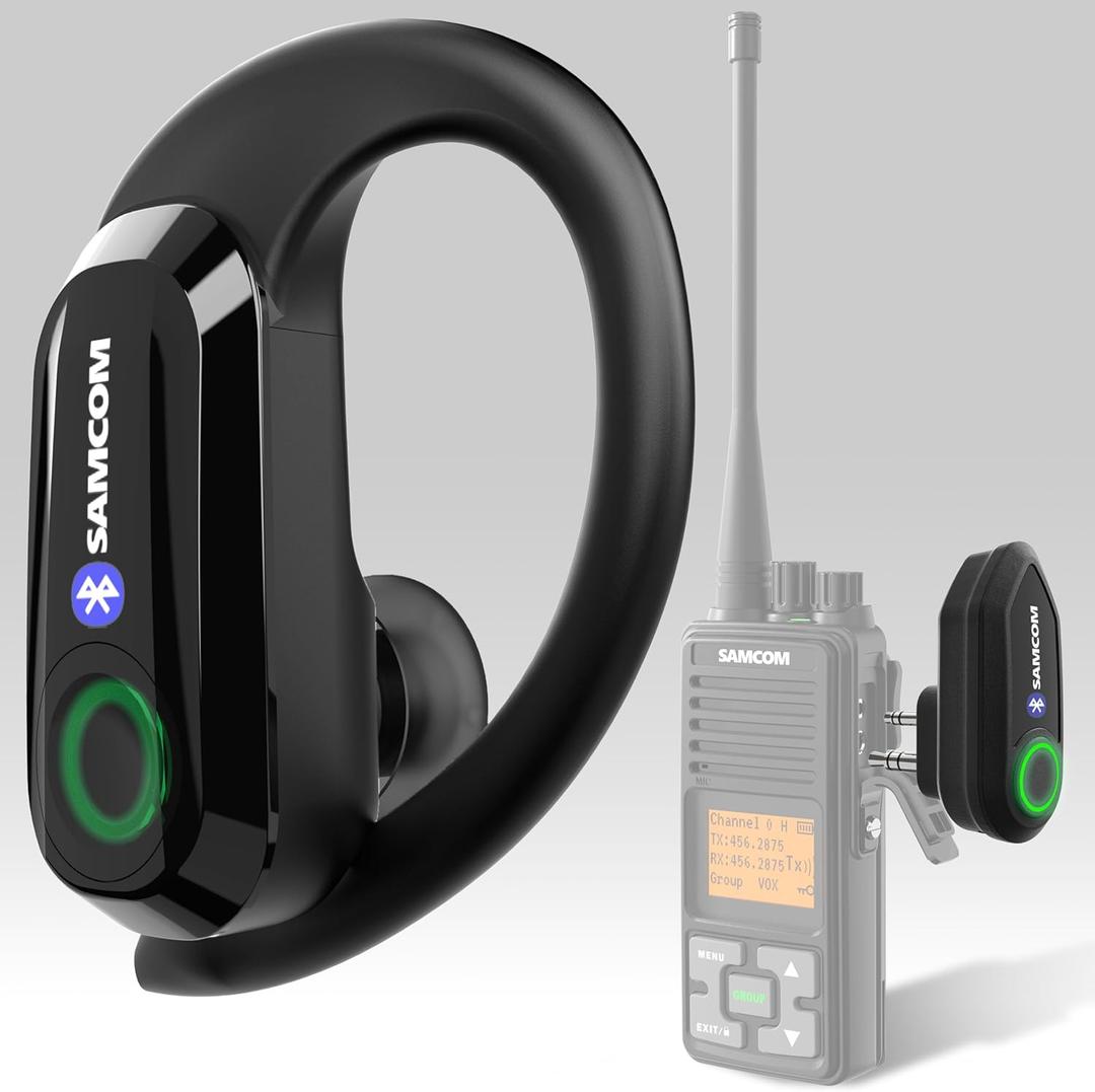 SAMCOM X7 Bluetooth Earhub Earpiece for Walkie Talkies and Phone, 2 Pin K Head Dongle Wireless Headset with Mic for FPCN10A/FPCN30A/FPCN20A Two Way Radios, 8 Work Hours (Radios Not Included)