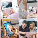 TUNKARMOR for iPad 9th / 8th / 7th Generation 10.2 inch & iPad Air 3rd Gen & iPad Pro 10.5 inch Case with 7 Color Backlit Keyboard - Built in Pencil Holder with Mouse (Pink)