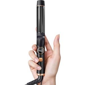 1 Inch Mini Travel Curling Iron, 100-240V Travel Dual Voltage Curling Iron for Short Hair with 5 Heat Settings, Small Curling Wand with Temperature Memories and Lock, Rose Gold