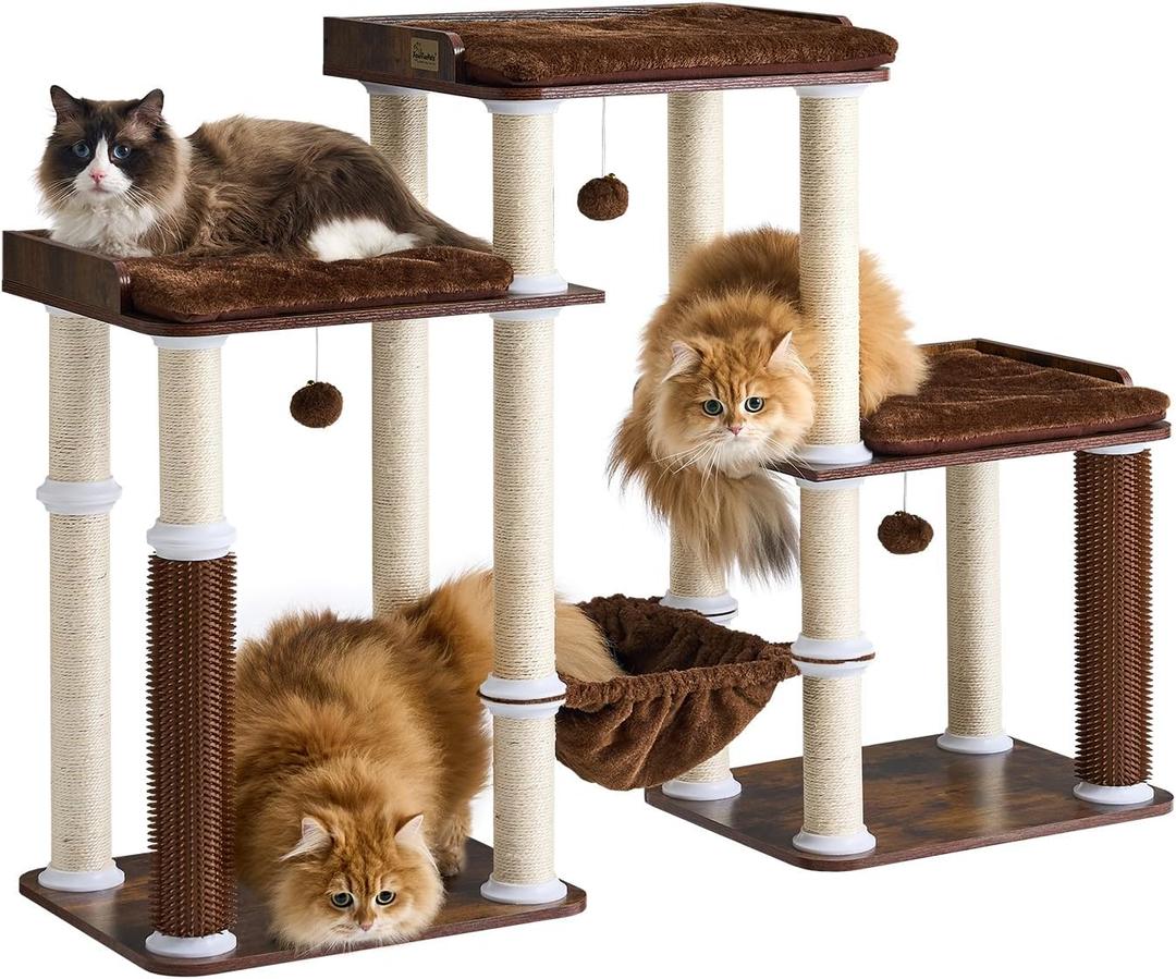 FourFurPets Modern Cat Tree, Cat Tower for Indoor Cats, Wooden Cat Tree