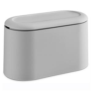 SUBEKYU 0.5 Gal Mini Countertop Trash Can with Lid for Desktop, Small Garbage Can for Office, Tiny Wastebasket, Plastic, Light Grey