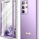 SURITCH for Samsung Galaxy S23 Ultra Case, [Built-in Screen Protector] [Dual-Layer Protection ] Full Protection Shockproof Rugged Bumper Phone Cover for Samsung S23 Ultra 6.8 Inch - Pure Purple